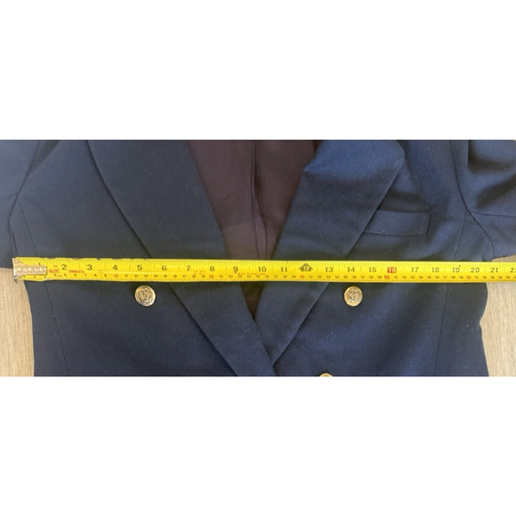 Vintage Dumas Womens Navy Wool Doublebreasted Blazer Size 10 Gold Buttons USA - Picture 11 of 13